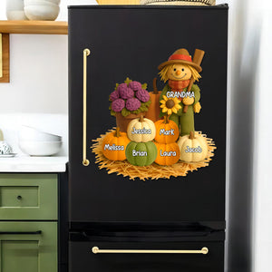 Fall Scarecrow Grandma with Pumpkins Grandkids Names Personalized Decal