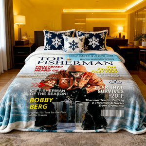 Personalized Ice Fishing Magazine Cover Blanket  Fishing Gifts for Men, Fishing Gifts for Him, Fishing Lover Gift
