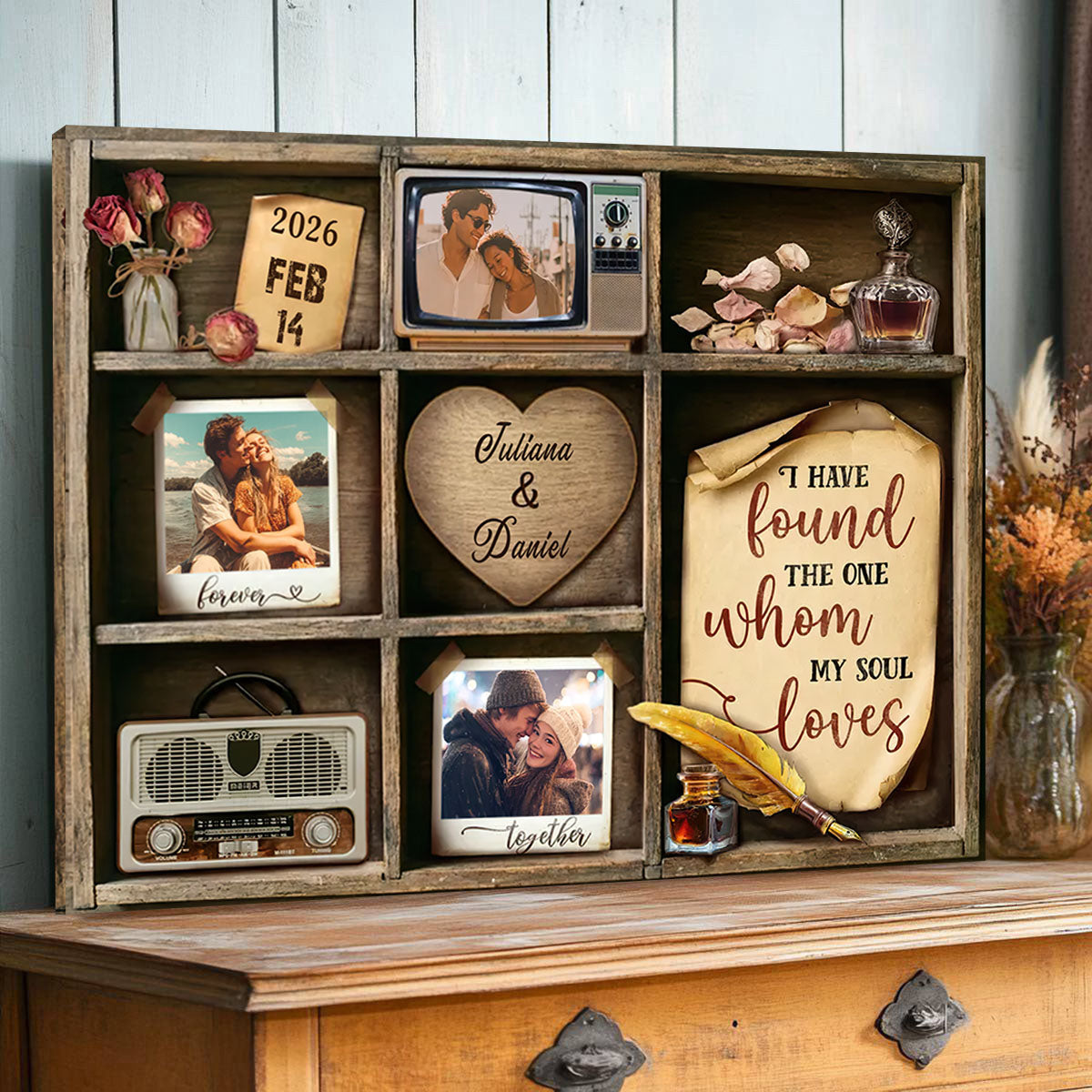 I Have Found The One – Personalized Memory Shelf Canvas Valentine’s Day Gift for Couples