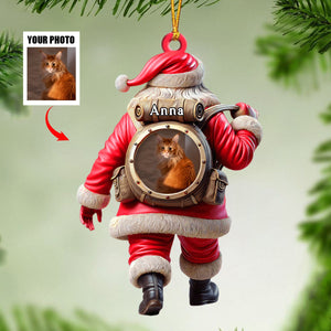 Personalized Name Santa and Pet Ornament Pet Lover Christmas Gift