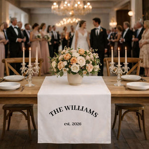 Personalized Family Name Wedding Table Runner, Custom Last Name Sign Banner, Sweetheart Table Decor, Anniversary Gift Idea