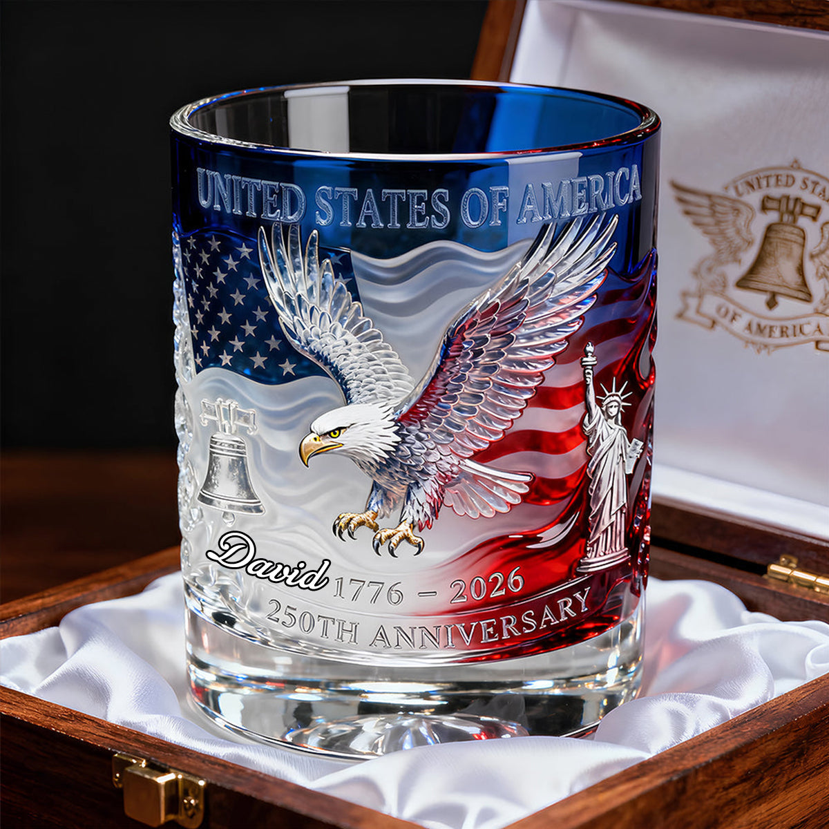 Proud Anniversary Round Glass, Personalized Gifts For Patriots