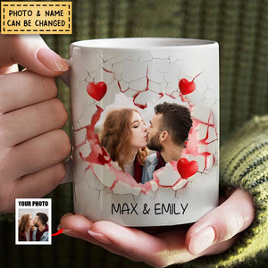 Personalized Upload Your Photo Couple Heart Shape  Mug