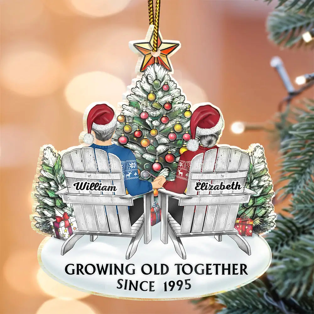 Couple Growing Old Together Since - Personalized Christmas Couple Acrylic Ornament