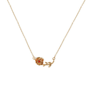Birth Flower Necklace - Dainty Horizontal Flower Charm
