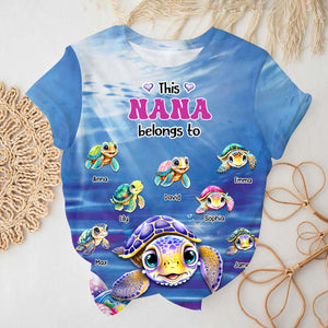 Personalized Grandma Mom Turtle Belongs To Kids 3D T-shirt