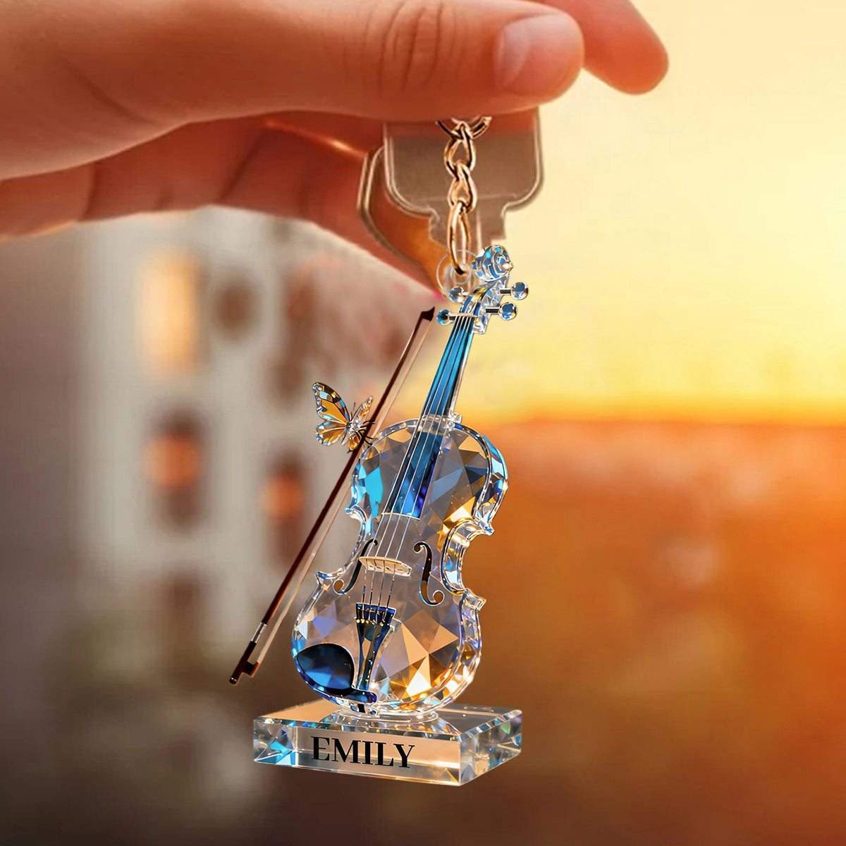 Personalized Violin Music Crystal Effect Keychain,Gift for Violinist Lover, Musicians