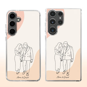 Simple Line Drawing Couple Personalized Clear Phone Case, Gift For Couples