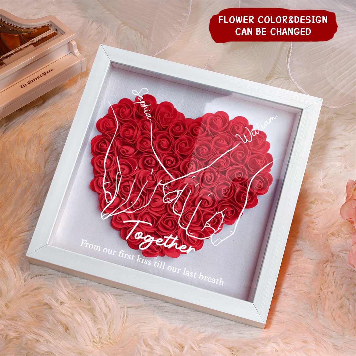 Personalized I Love You Forever & Always - Couple  Flower Shadow Box
