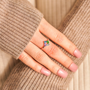 Personalized Baguette Mothers 3-6 Birthstones Family 925 Sliver Ring