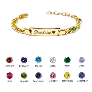 Personalized Baby Name and Birthstone Bracelet