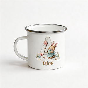 Personalized Name Bunny & Floral Alphabet Easter Mug
