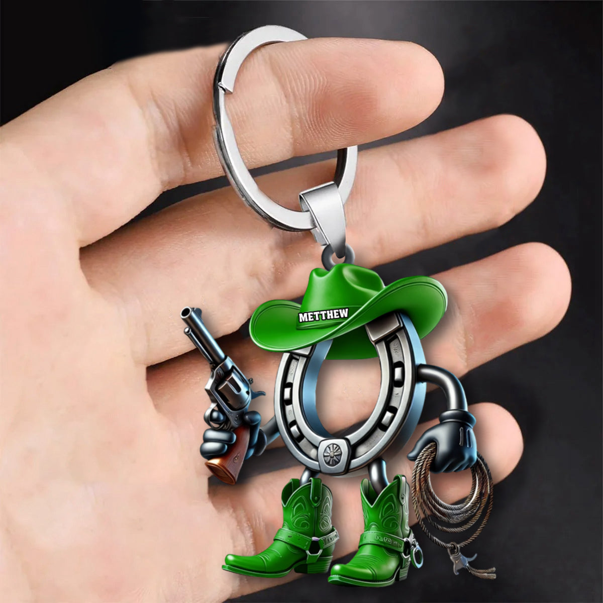 Personalized Custom Name Cowboy Cowgirl Keychain