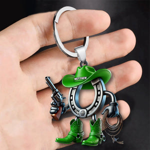 Personalized Custom Name Cowboy Cowgirl Keychain