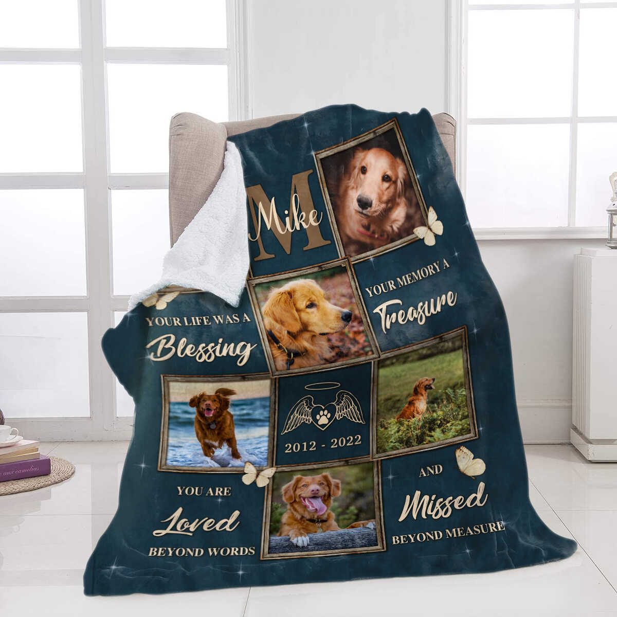 Personalized Pet Blanket Pet Memorial Gifts Pet Loss, Pet Sympathy Gift