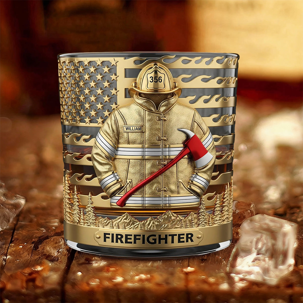 Firefighter Fire Dept, Personalized Whiskey Glass, Gift For Firefighter Retirees and Active Duty