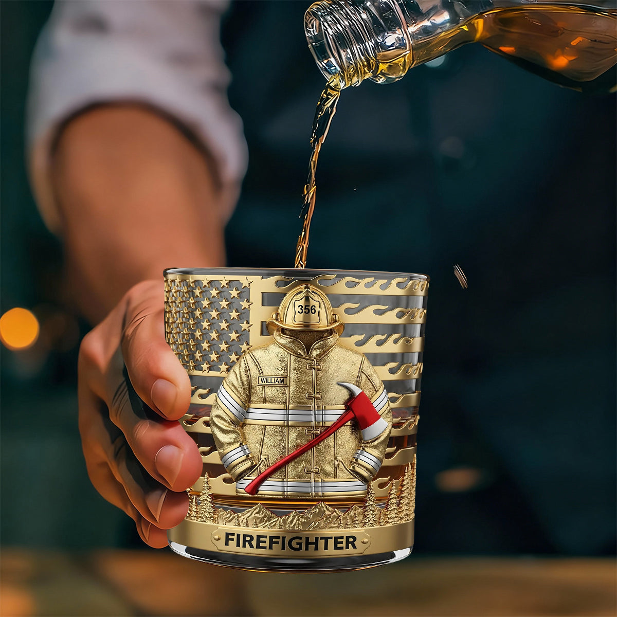 Firefighter Fire Dept, Personalized Whiskey Glass, Gift For Firefighter Retirees and Active Duty