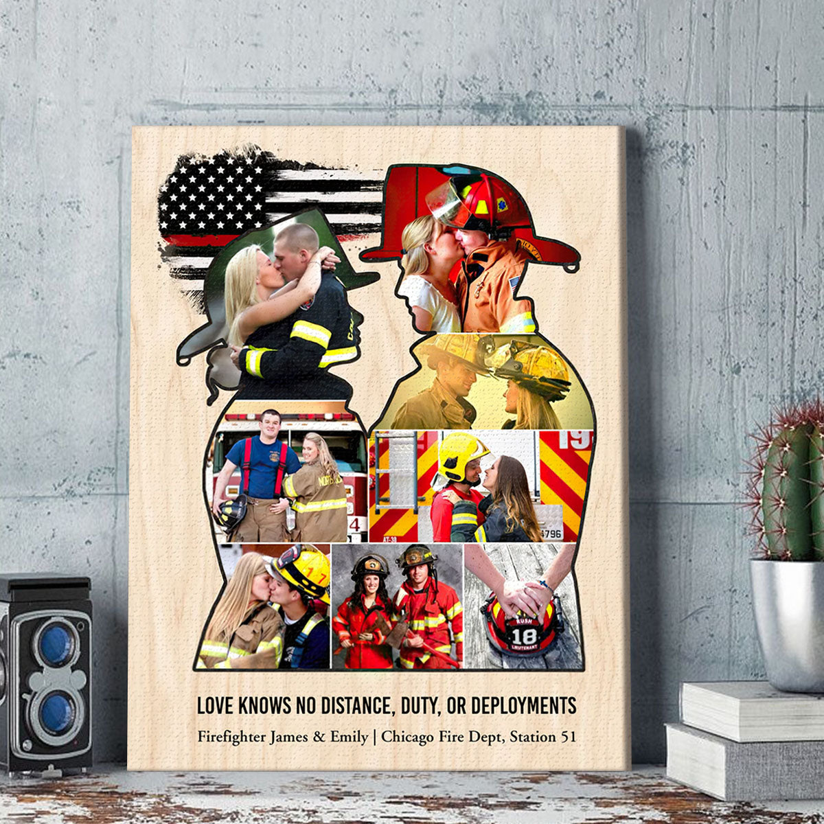 Personalized Firefighter Couple Gift, Custom Firefighter Husband Gift, Firefighter Family Sign, Fire Family Decor