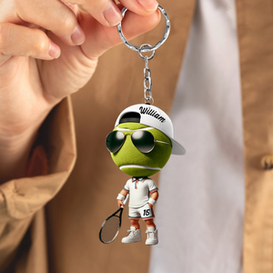 Cool Tennis Player Custom Name Personalized Tennis Keychain, Gift For Tennis Lover