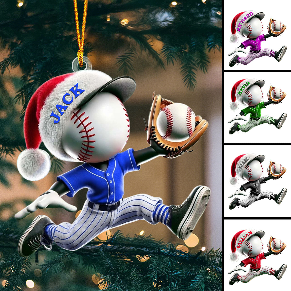 Baseball Catcher Christmas Ornament, Personalized Acrylic Ornament for Baseball Lover