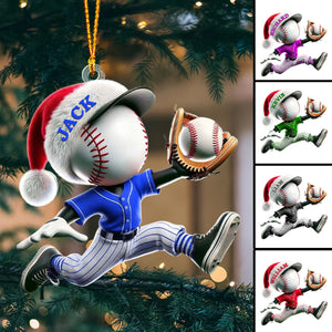 Baseball Catcher Christmas Ornament, Personalized Acrylic Ornament for Baseball Lover