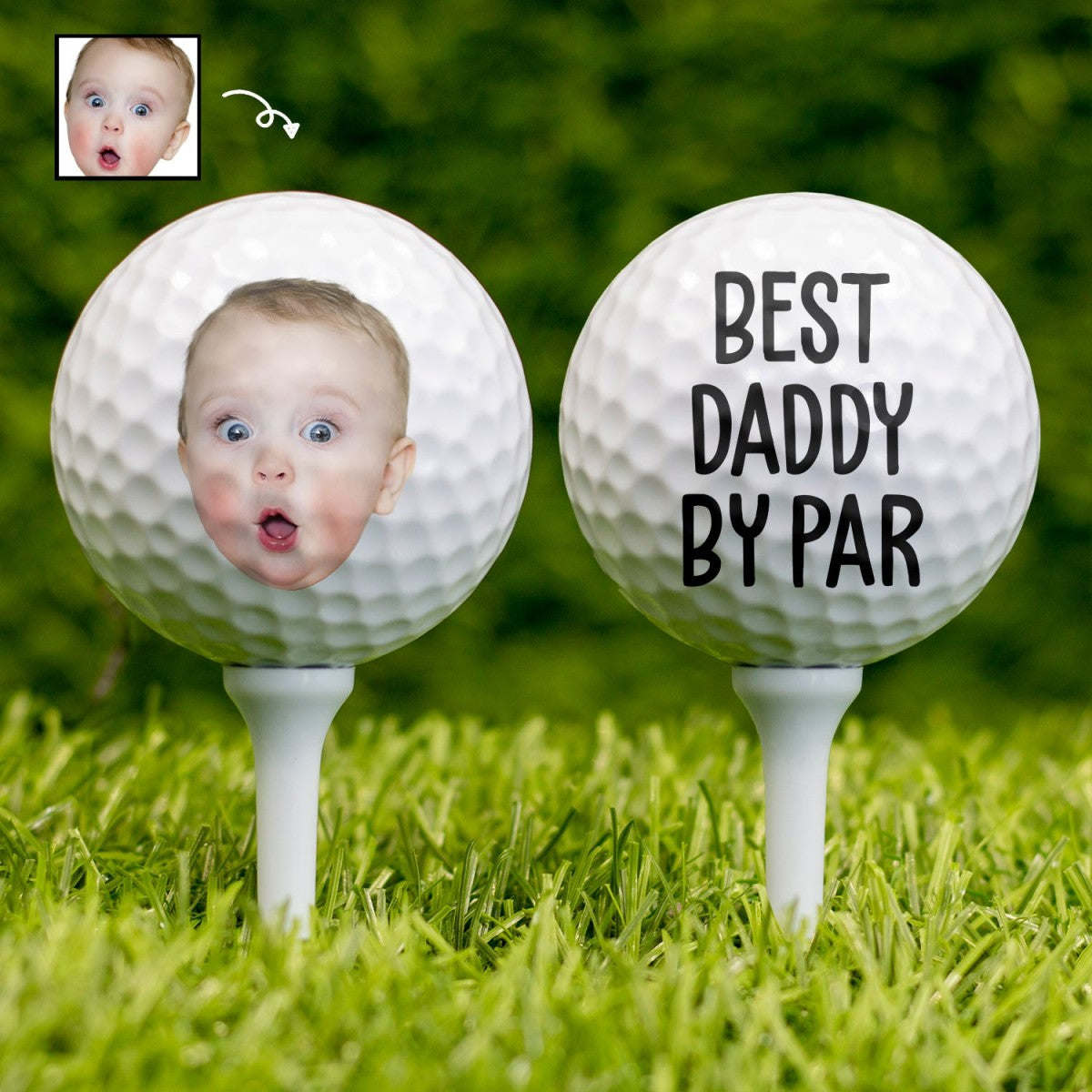 Custom Photo Best Daddy By Par Personalized Golf Ball