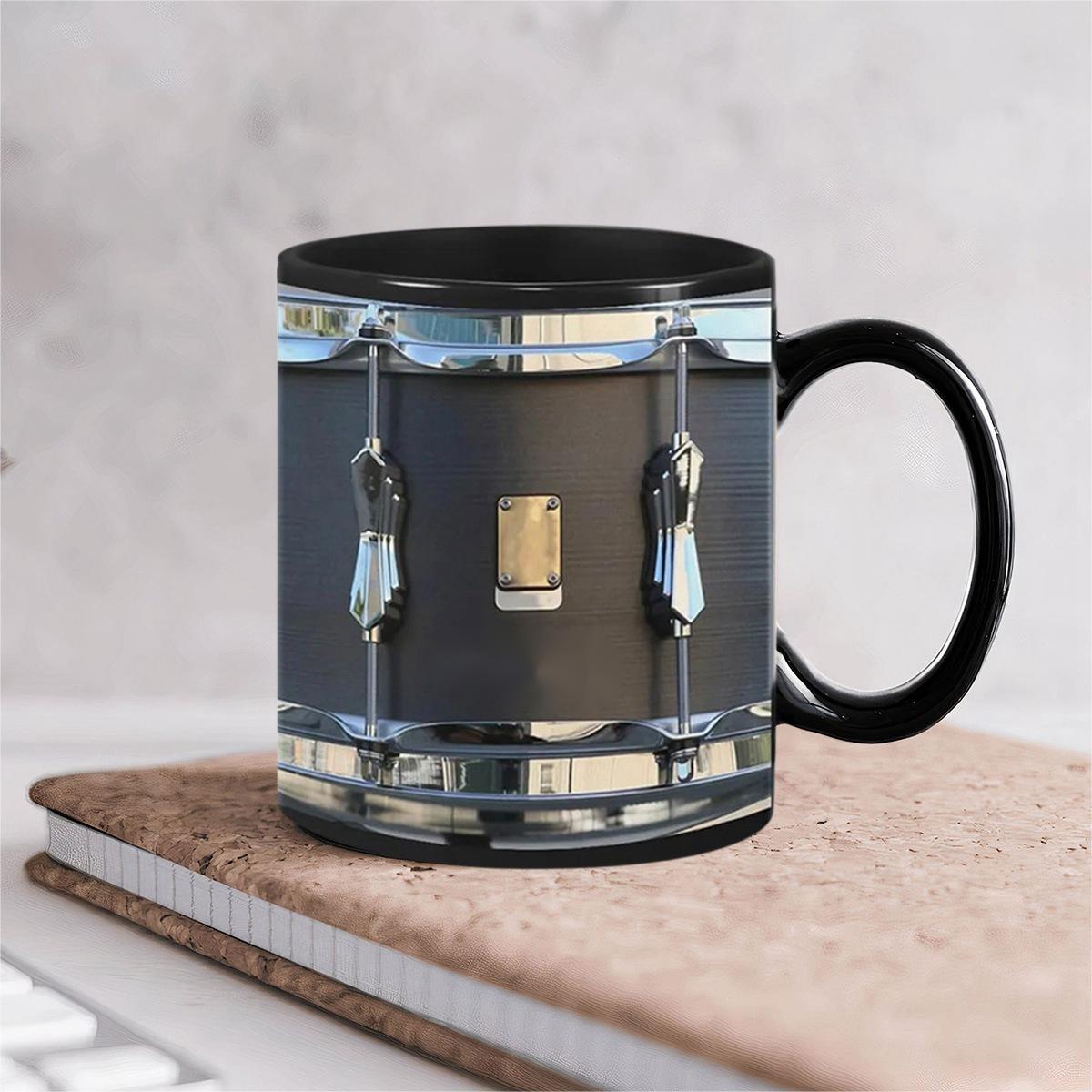 Personazlied black vintage drum cups fun drumming gifts, drummer gifts, drumming coffee cups
