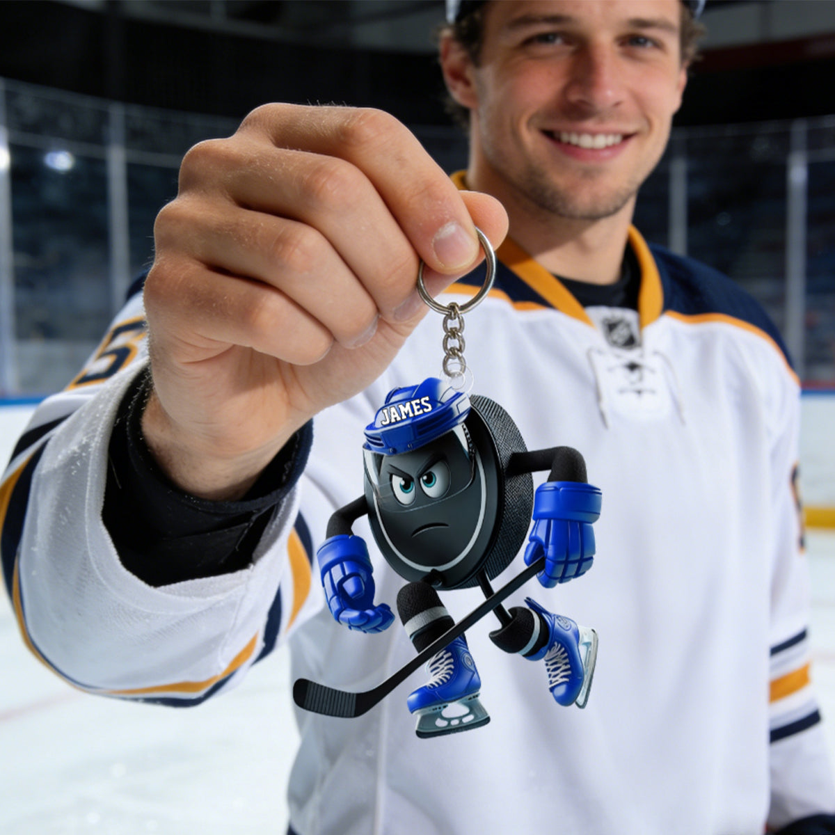 Personalized Inspirational Ice Hockey Keychain Gift For Hockey Players Lover