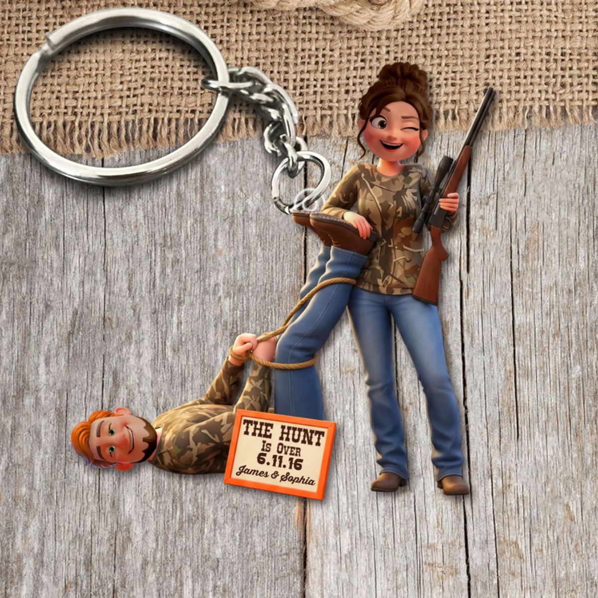 Hunting Couple Keychain - Personalized Gifts For Couple Keychain