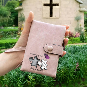 Personalized Memorial Butterfly Leather Wallet - A Piece Of My Heart Lives In Heaven