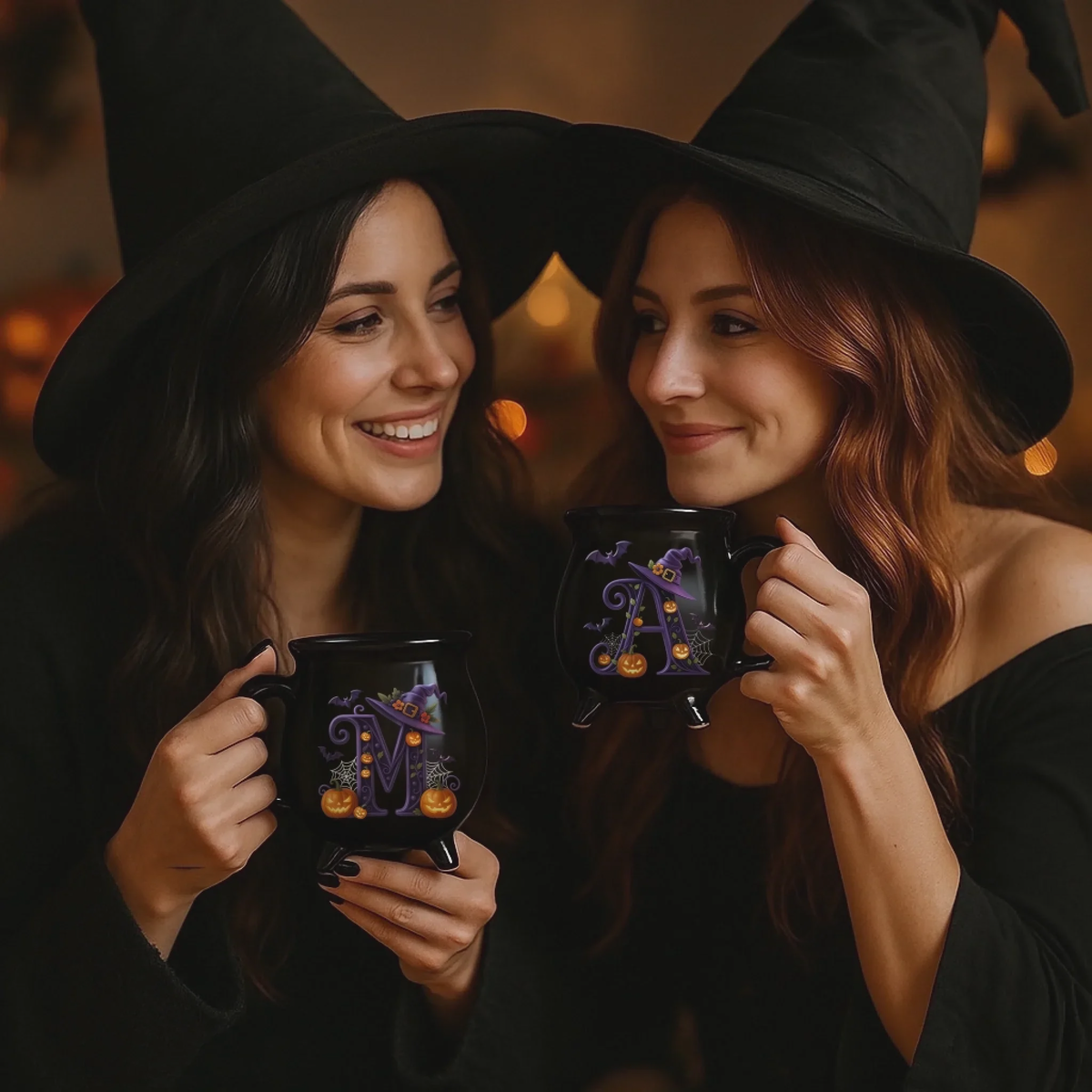 Custom Ceramic Cauldron Coffee Mug - Personalized Halloween Witchy Gifts For Besties, Sisters, BFF, Family, Yourself - Brew And Boo