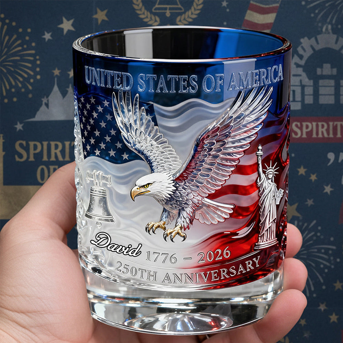 Proud Anniversary Round Glass, Personalized Gifts For Patriots