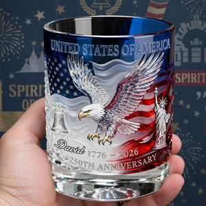 Proud Anniversary Round Glass, Personalized Gifts For Patriots