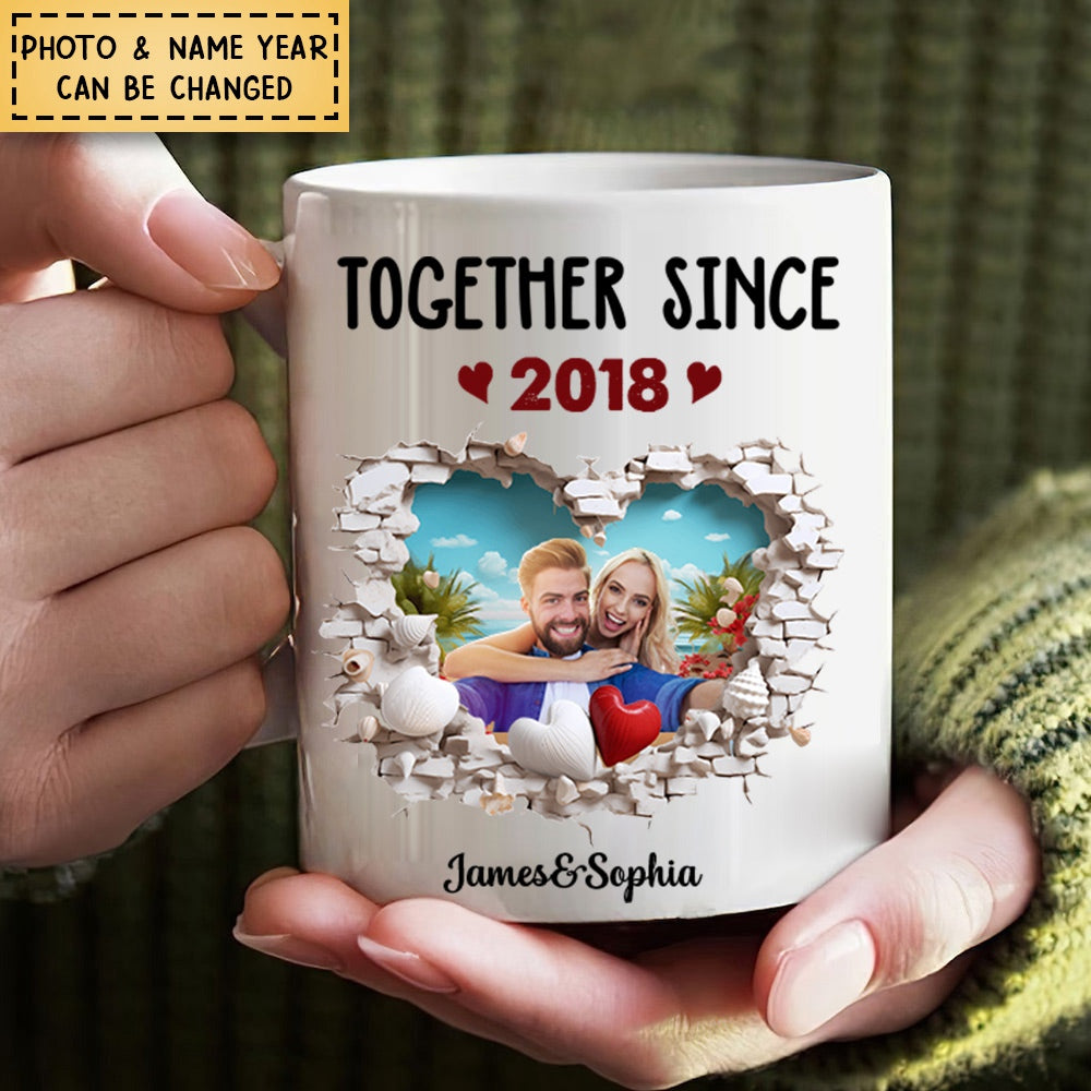 Couple Valentine Together Since Anniversary Gift - Personalized Photo Mug Gift For Husband Wife
