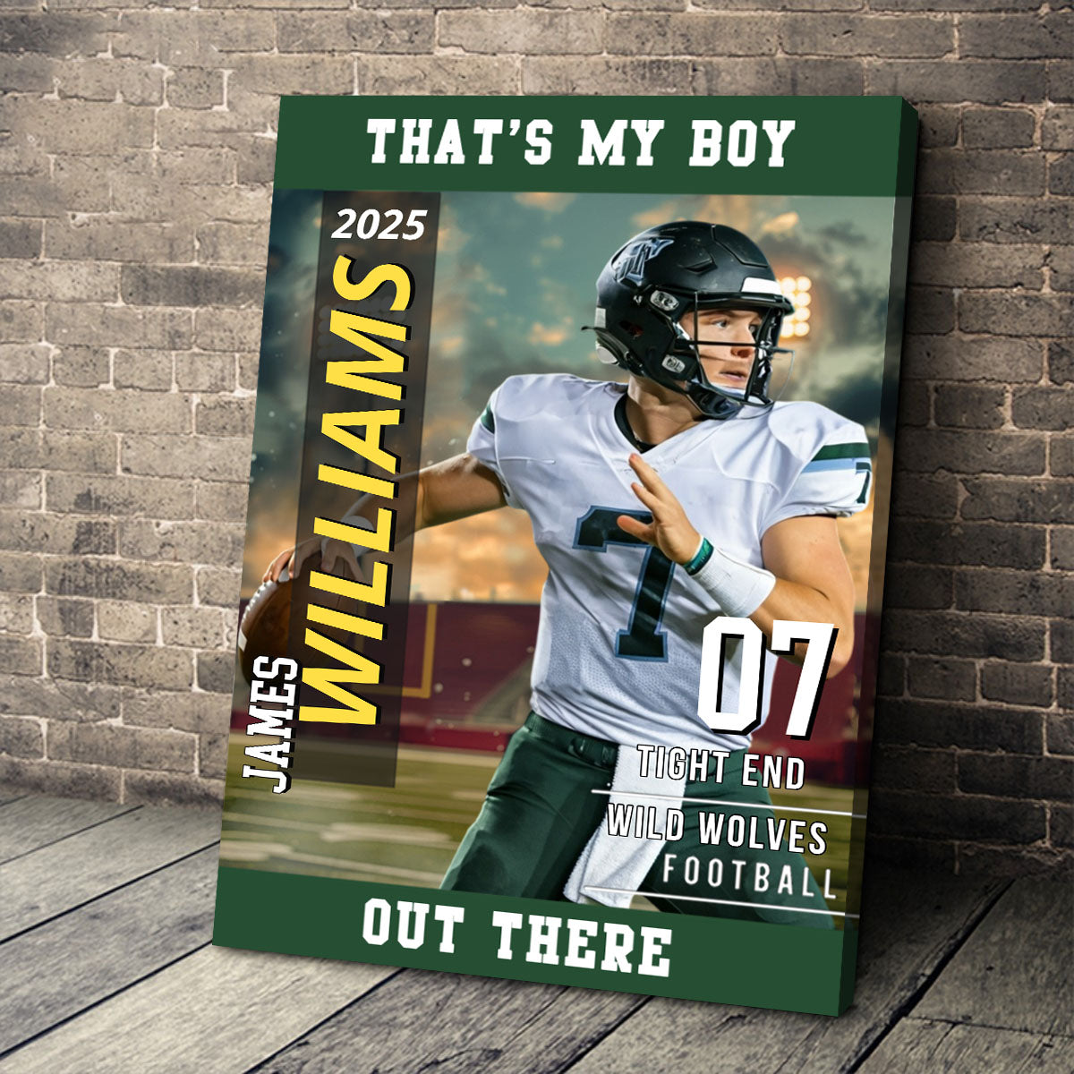 American Football Photo Poster My Heart Is On That Field - Personalized Gift For Football Player