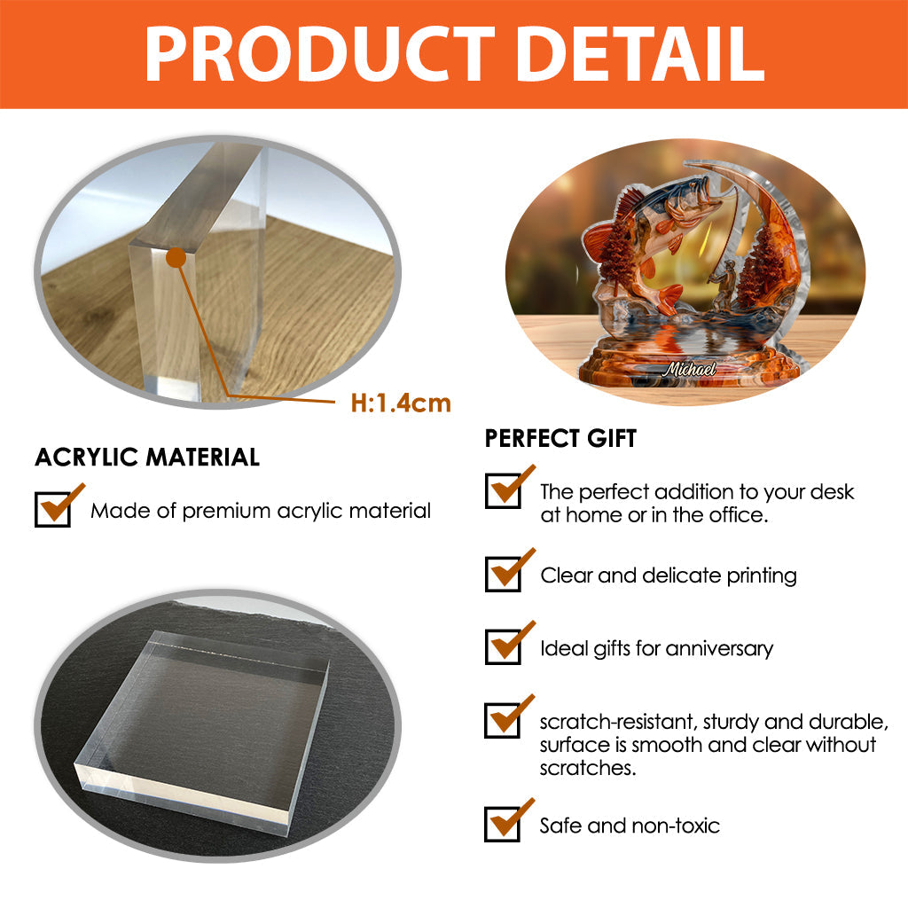 Forever Fishing Memory - Personalized Fishing Custom Shaped Acrylic Plaque