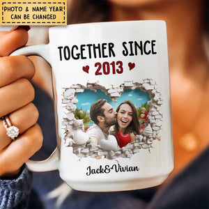 Couple Valentine Together Since Anniversary Gift - Personalized Photo Mug Gift For Husband Wife