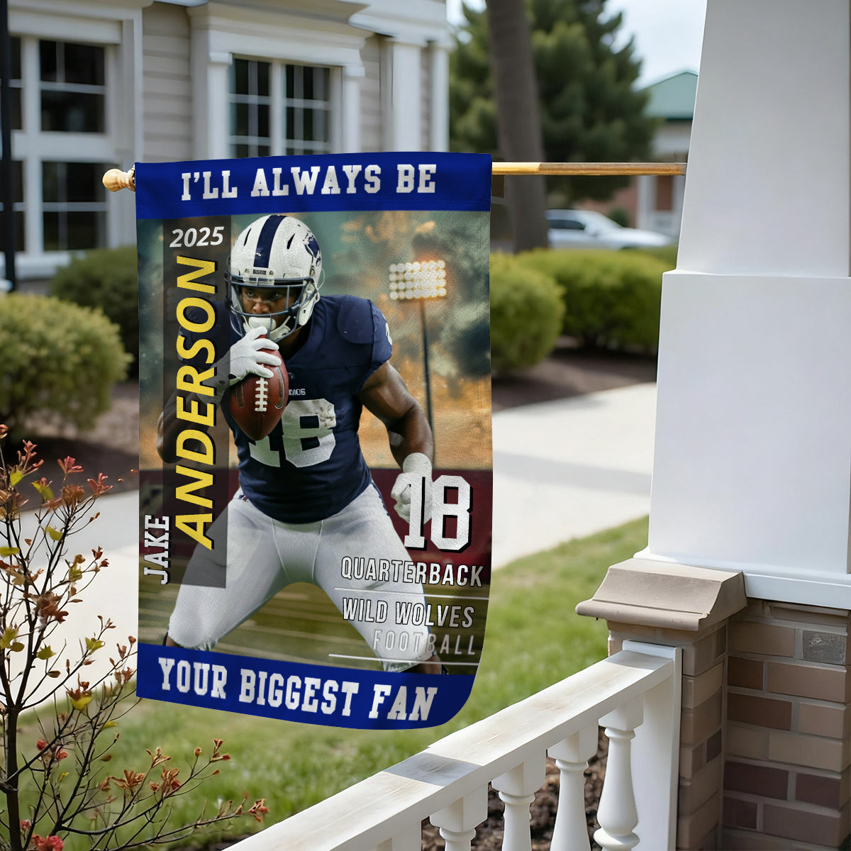 American Football Photo Flag My Heart Is On That Field - Personalized Gift For Football Player