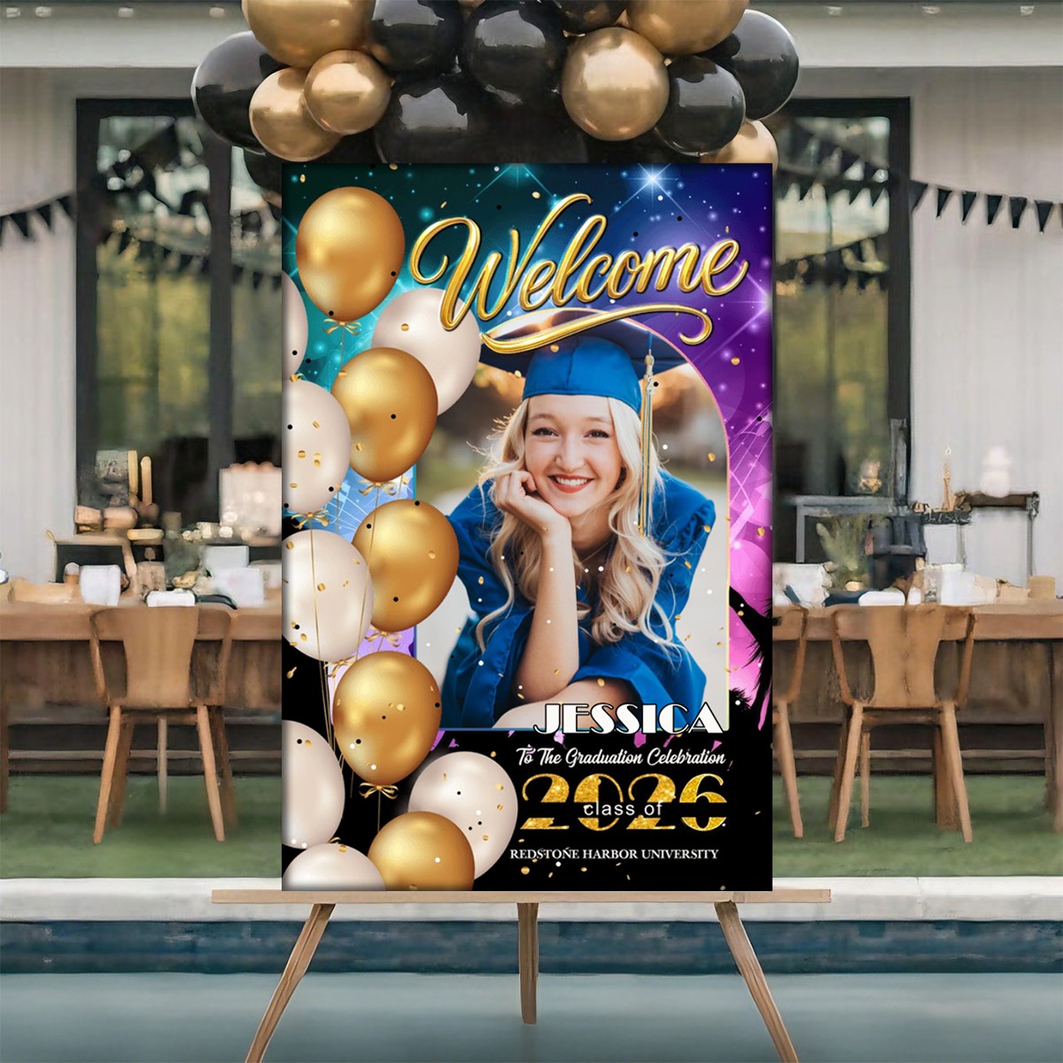 Welcome To Graduation Celebration Custom Party Welcome Sign - Personalized Graduation Decoration - Graduation Sign