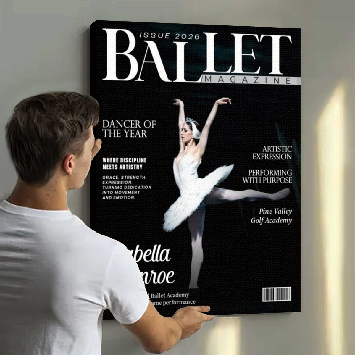 Ballet Dancer Magazine Cover Canvas, Personalized Dance Gift For Ballet Dancers, Elegant Dance Wall Art, Ballet Dancer Gifts