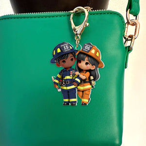 Personalized Gifts For Couple Keychain Firefighter Couple