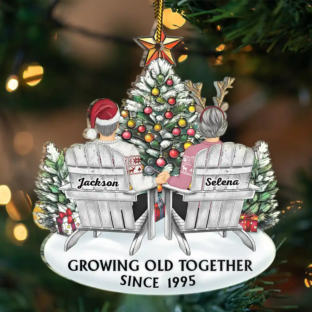 Couple Growing Old Together Since - Personalized Christmas Couple Acrylic Ornament