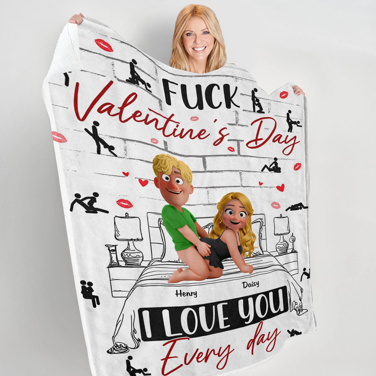 Naughty Couple I Love You Every Day - Personalized Blanket- Personalized Blanket Gifts For Husband And Wife