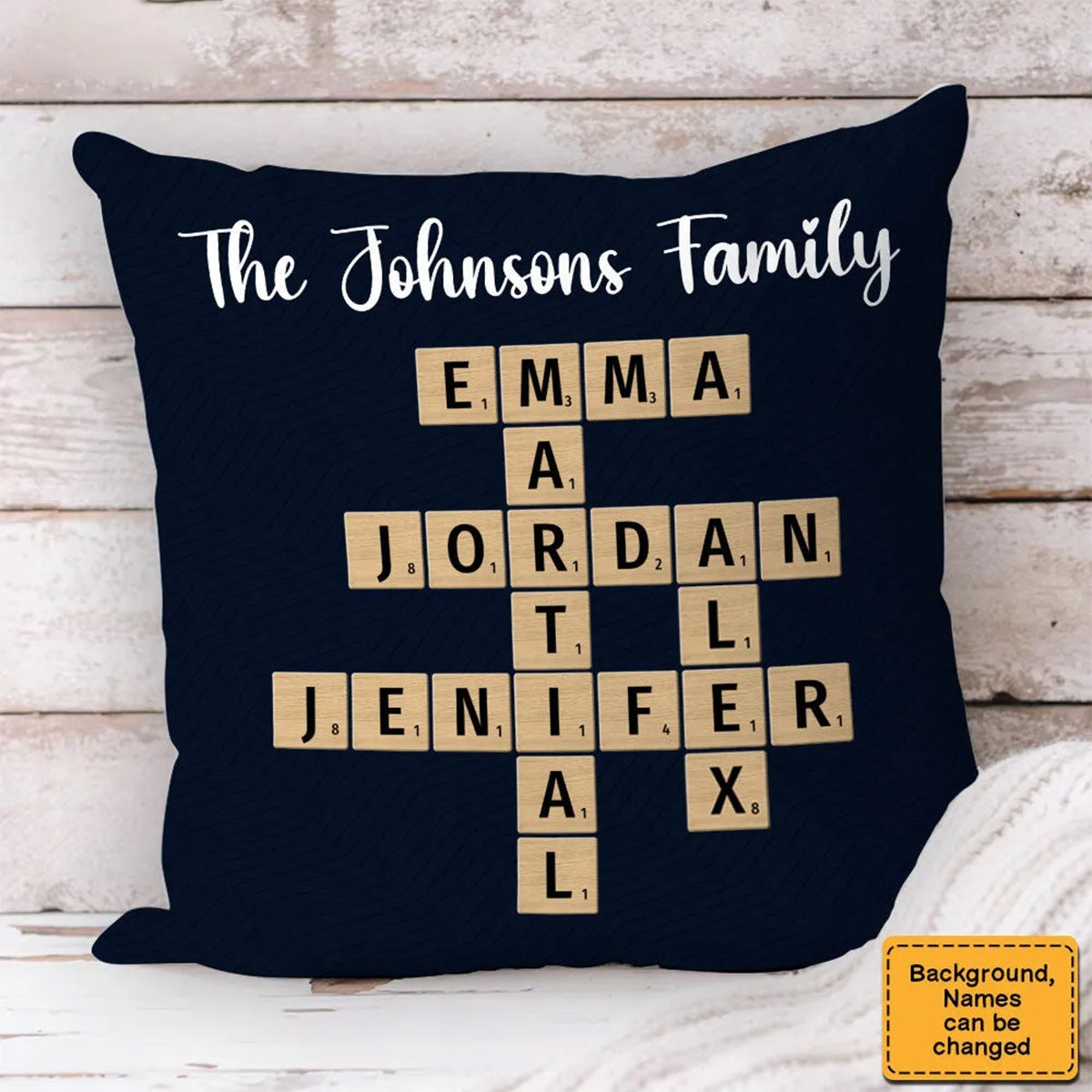 Personalized Family Crossword Puzzle Art Pillow