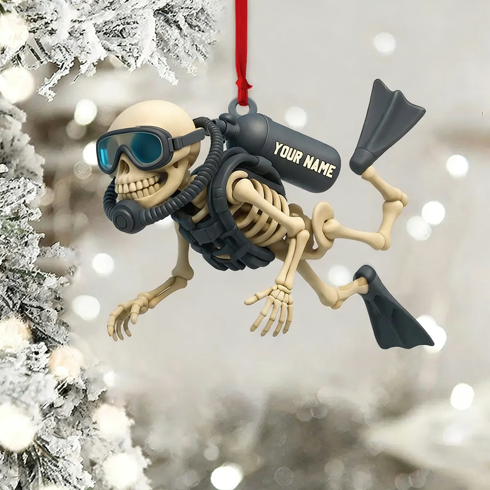 Personalized Skull Diving Christmas Acrylic Ornament
