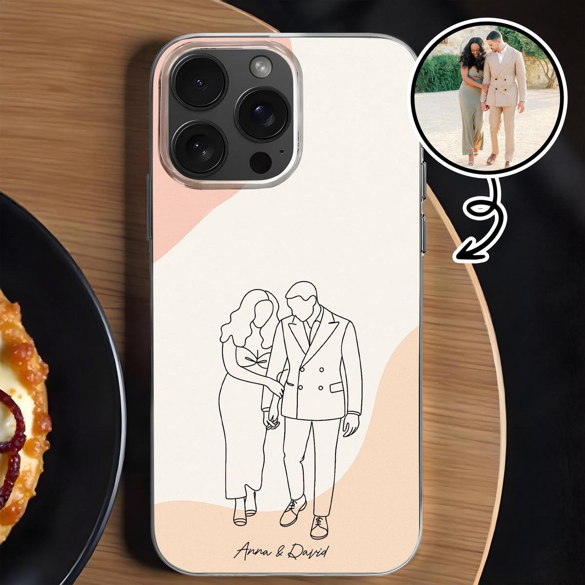 Simple Line Drawing Couple Personalized Clear Phone Case, Gift For Couples