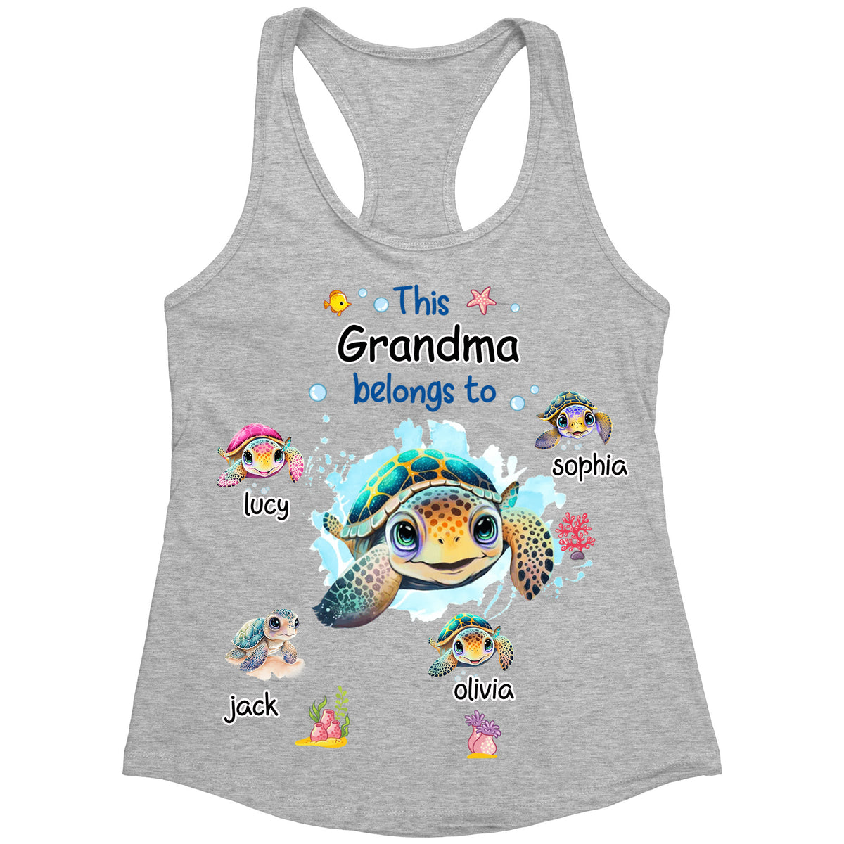 This Grandma Belongs to Cute Ocean Turtles Personalized Tank Top
