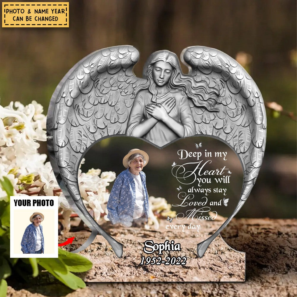 Personalized Angel Praying Memorial Acrylic Plaque Upload Photo Memorial Gift
