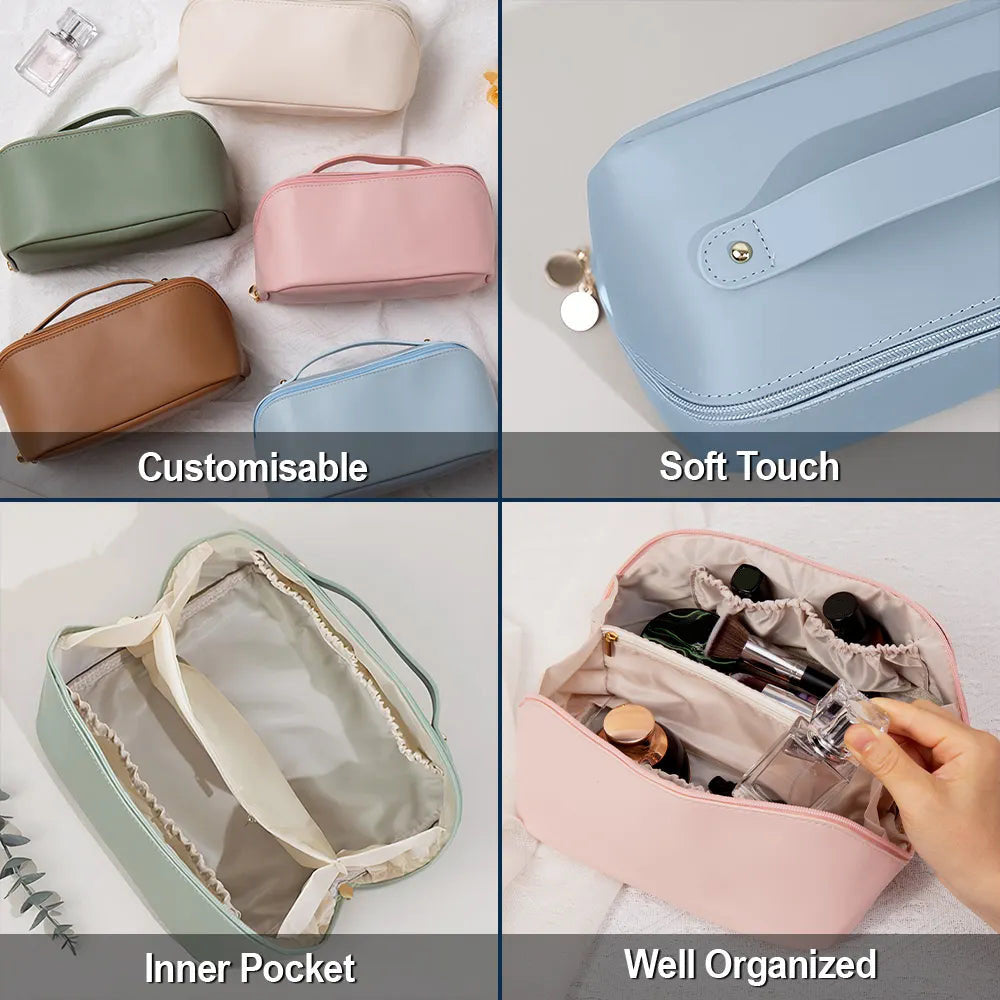 All My Travel Crap - Personalized Leather Makeup Bag Unique & Stylish