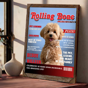 Pet Magazine Cover, Custom Pet Portrait Photo Canvas, Personalized Dog Lover Gift
